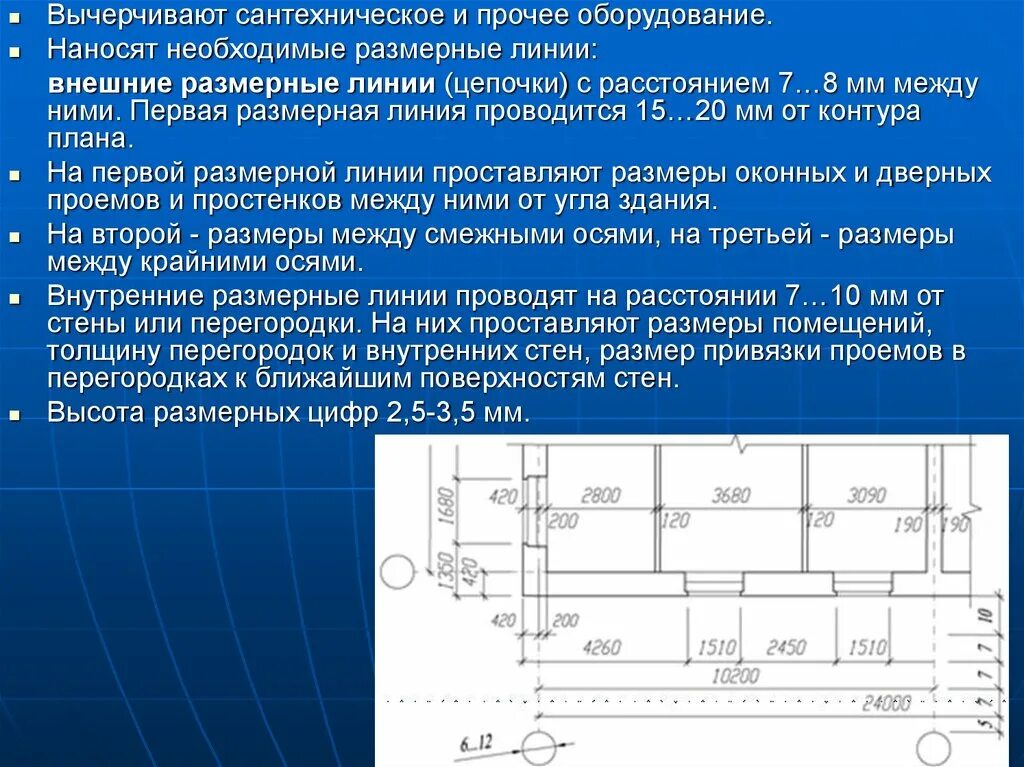 Первая размерная линия расстояние