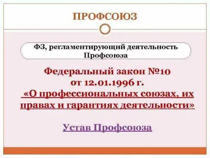 Профессиональные союзы гарантии деятельности