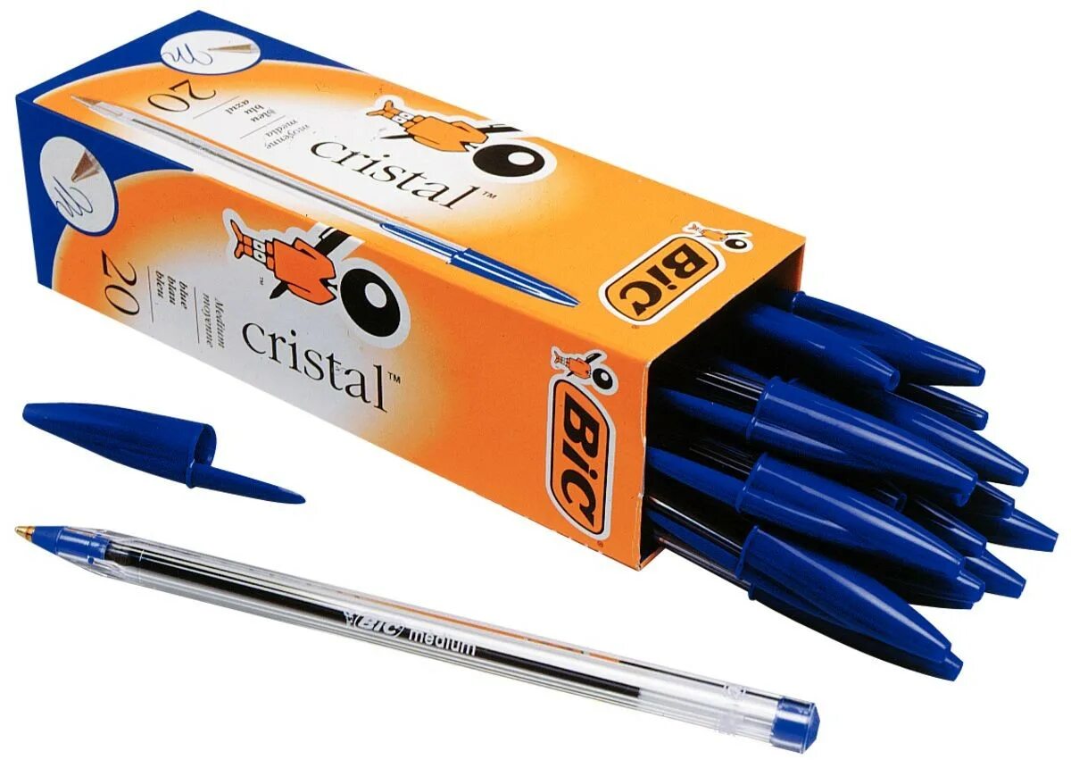 Ручки BIC Cristal. Одноразовая шариковая ручка биро Марселя БИК.