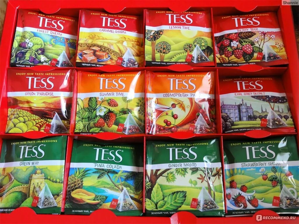 Вкусы чаев виды. Чай Тесс Холидей 100 пакетиков. Tess чай набор пирамидок. Чай Tess ассорти в пирамидках. Тесс пирамидки 12 видов.