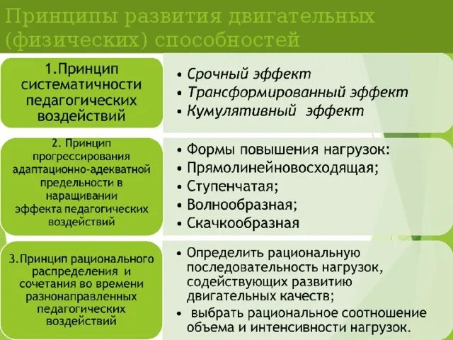 Основные закономерности физического развития. Принципы развития физических способностей. Принципы формирования двигательного навыка. Основные закономерности развития физических способностей. Перечислите основные принципы развития физических качеств.