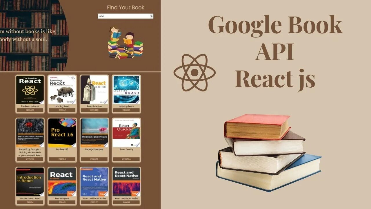 Google books. React книга. Google books API.