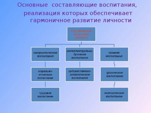 Основные составляющие воспитания. Составляющие воспитания. Составляющие воспитанности.