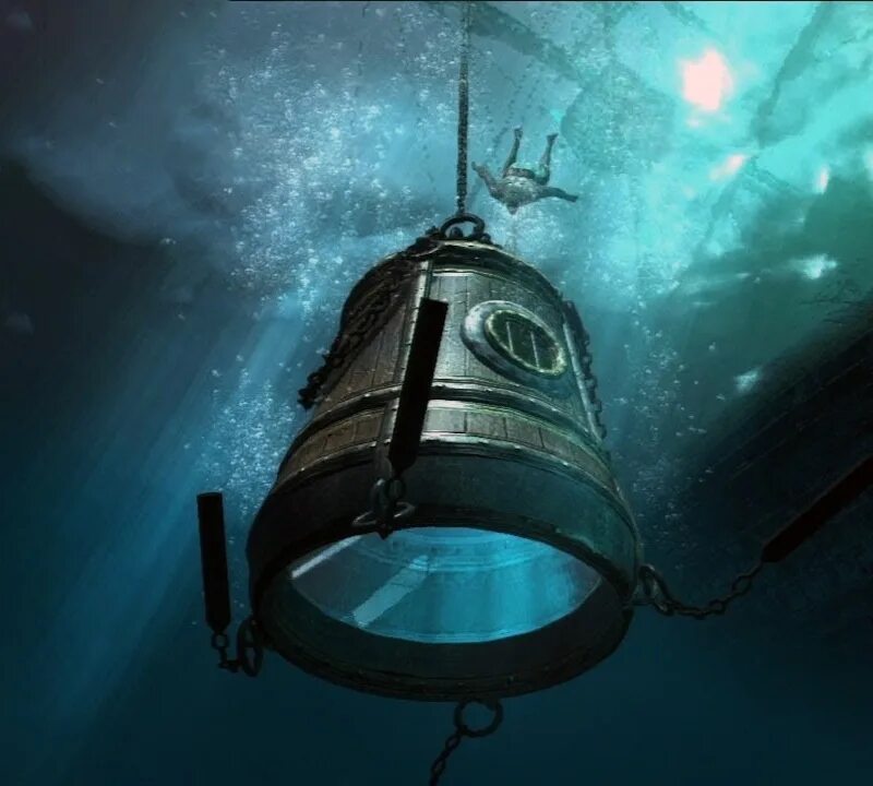 Колокол Галлея. Водолазный колокол. Подводный колокол. Колокол для погружения под воду.
