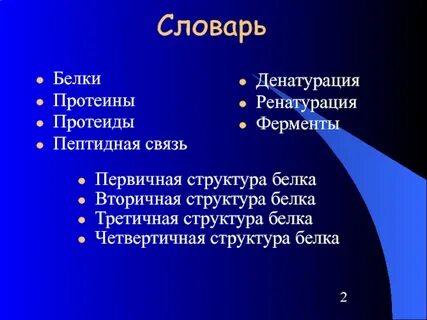 Функции первичных и вторичных белков