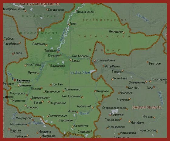 Карта рек тюменской области с населенными пунктами