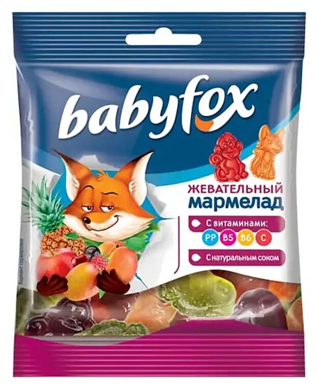 Marmalade fox. Жевательный мармелад Babyfox ассорти 30г. Жев.марм. Babyfox вкус ассорти 30гр. Мармелад жевательный Babyfox с витаминами ассорти 30 г. Babyfox c витаминами ассорти вкусов 30г/90шт.