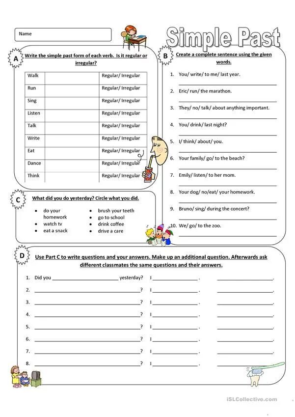 Write sentences in the past simple. Past simple упражнения Worksheets. Past simple Regular verbs упражнения. Паст Симпл упражнения Worksheets. Английский упражнения past simple Worksheet.