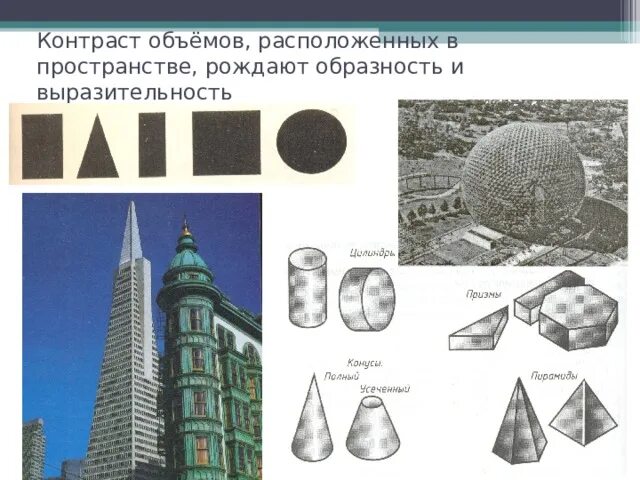 Рассмотрите изображения различных объектов. От плоскостного изображения к объёмному. Урок изо в 7 классе (практика).