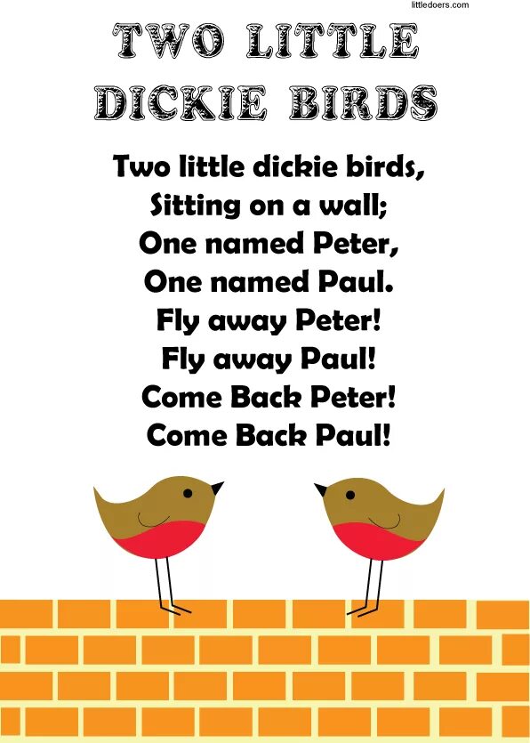 Two little words. Two little Dickie Birds. Стих little Bird. 2 Little Dicky Birds. Little Bird стихотворение.