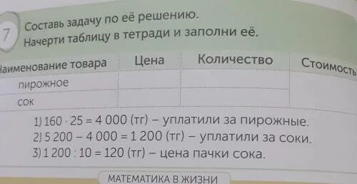Рок 63 * Производительность 7 Составь задачу по её решению. Начерти таблицу в те
