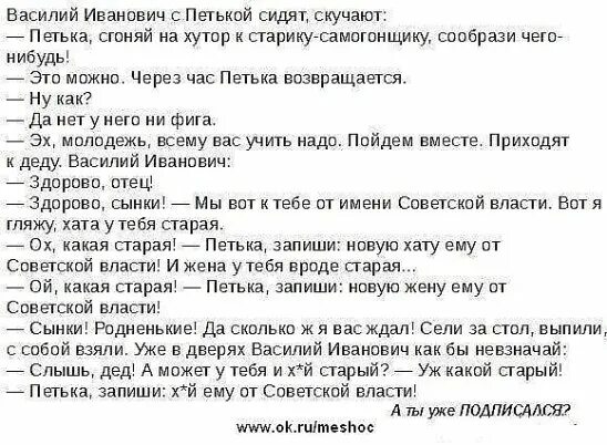 Что больше всего любили дед и петька. Анекдоты про Петьку и Василия Ивановича.