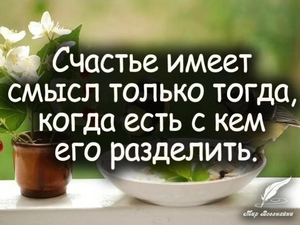 Иметь счастья жить. Счастье когда есть с кем его разделить. Счастье имеет смысл только тогда. Счастье имеет смысл. Цитаты про счастье.