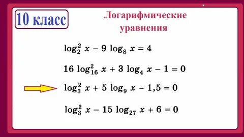 Простейшие логарифмические уравнения 10 класс