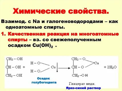 Характерные химические свойства спиртов