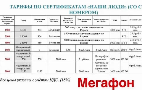 Специальные тарифы