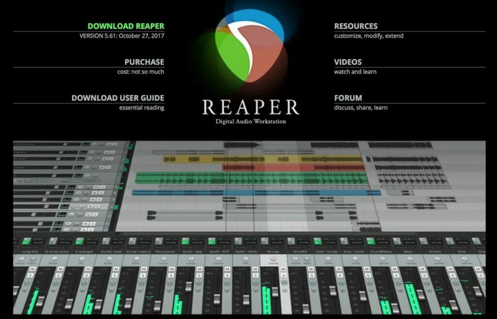 Аи для написания музыки. Cockos Reaper 6. Reaper программа. Рипер аудио программа. Рипер DAW.