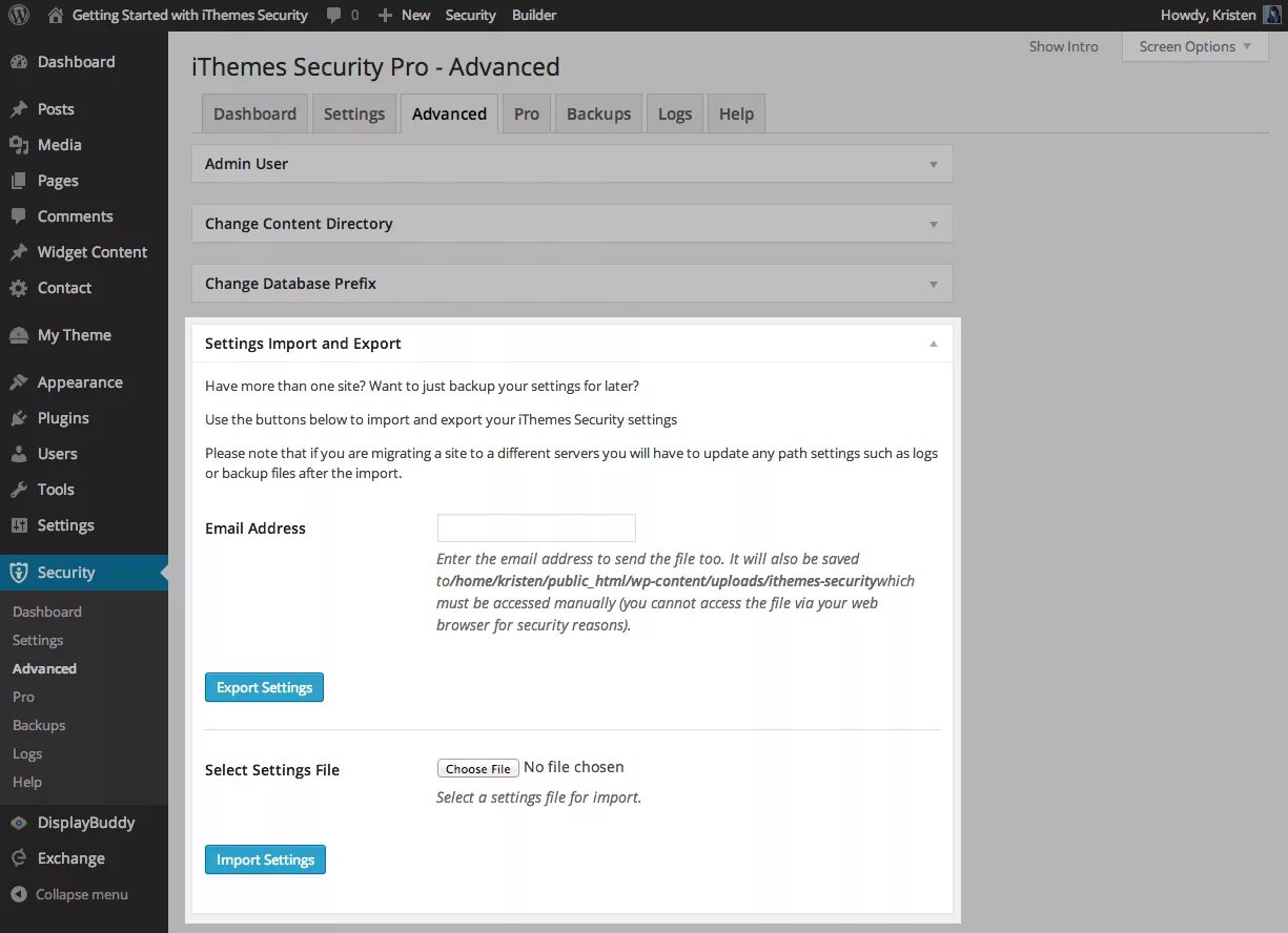 ITHEMES Security Pro. OMF Export settings. Advanced professional Security. Функция получитьпараметрсеанса() экспорт. Import setrecursionlimit
