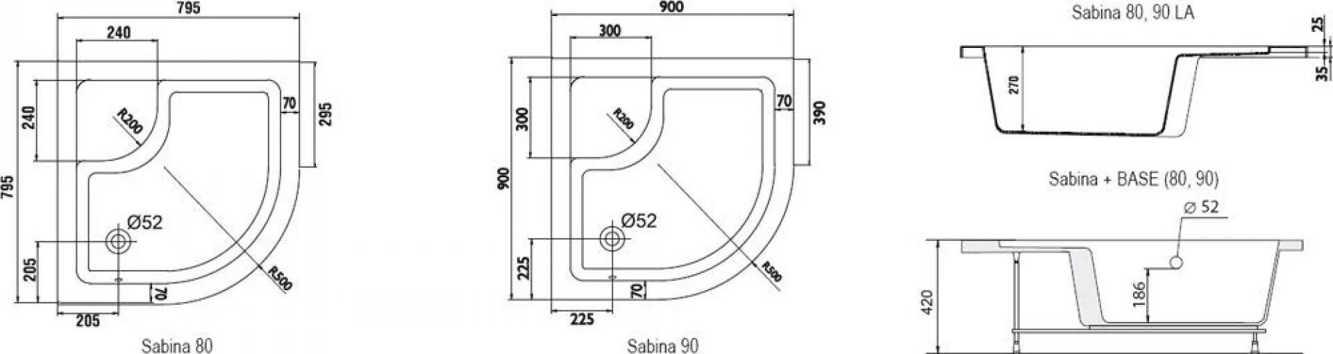 Поддон для душа Ravak Sabina-80 la. Поддон Ravak Sabina 90 90x90. Душевой поддон Ravak 90х90. Поддоны Ravak Sabina-90 la. Какие размеры душевых поддонов