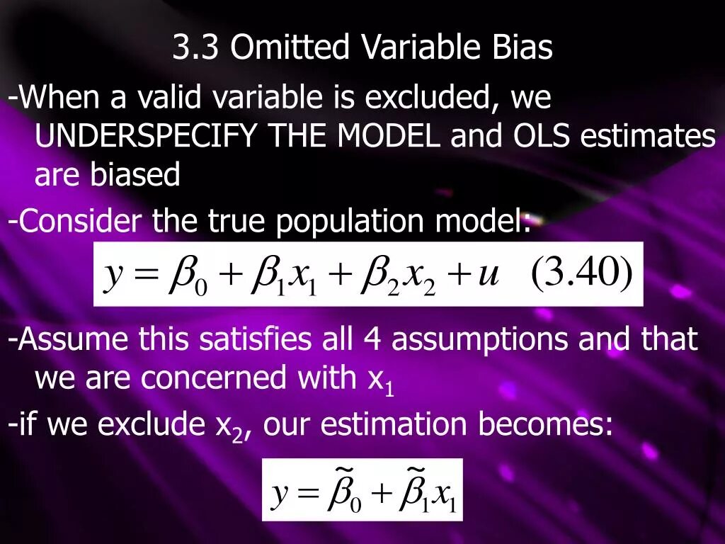 Wunused variable. Omitted variable bias. ols estimation. ols estimation ексапл. omitted variable formula.