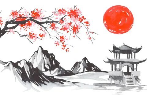 Japan Traditional Sumi-e Painting Wall Mural - Murals Your Way