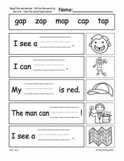 Cvc worksheets for kids