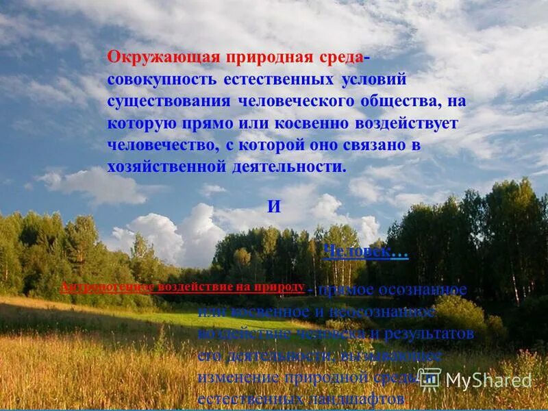 совокупность естественных условий существования общества