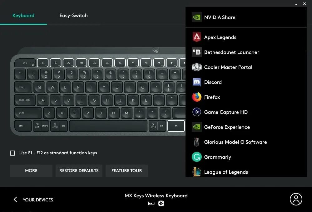 Как подключить mx keys. Logitech mx keys. программа для клавиатуры logitech. как переключить язык на клавиатуре logitech. переключение треков в смартфоне.