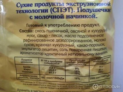 Подушечки калорийность