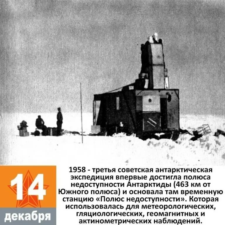 Как называется первая советско российская научная станция. 14 Декабря 1958 года третья Советская антарктическая Экспедиция. Южный полюс недоступности 1958. Научная станция полюс недоступности. Полюс недоступности (антарктическая станция).