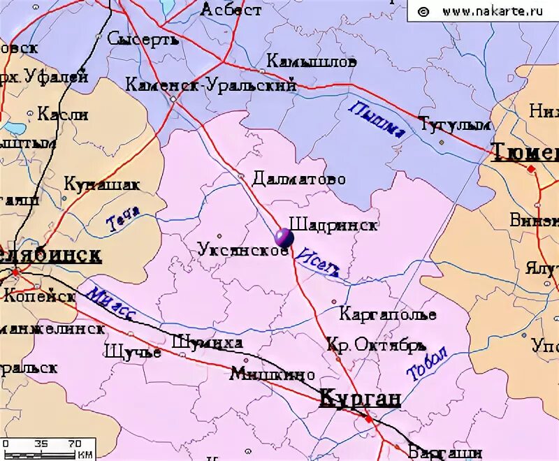 Показать на карте где находится город курган