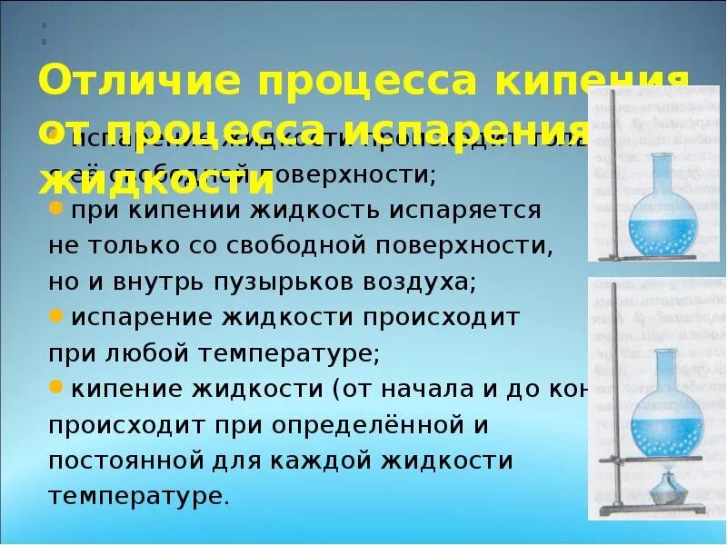 Испарение жидкости происходит только при температуре кипения