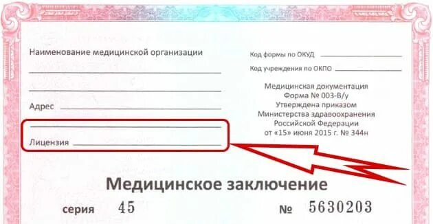 Номер и название организации. Где написан номер лицензии на мед справке. Образец номера лицензии мед справки. Где находится номер лицензии на медицинской справке. Водительская медсправка номер лицензии.