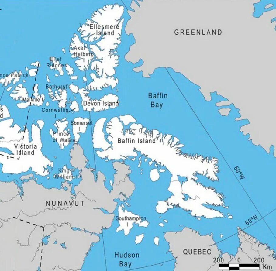 Острова и архипелаги северной америки. Остров канадский Арктический архипелаг на карте. Баффинова земля архипелаг. Канадские арктические острова на карте.