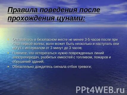 Безопасные действия при цунами обж 9 класс