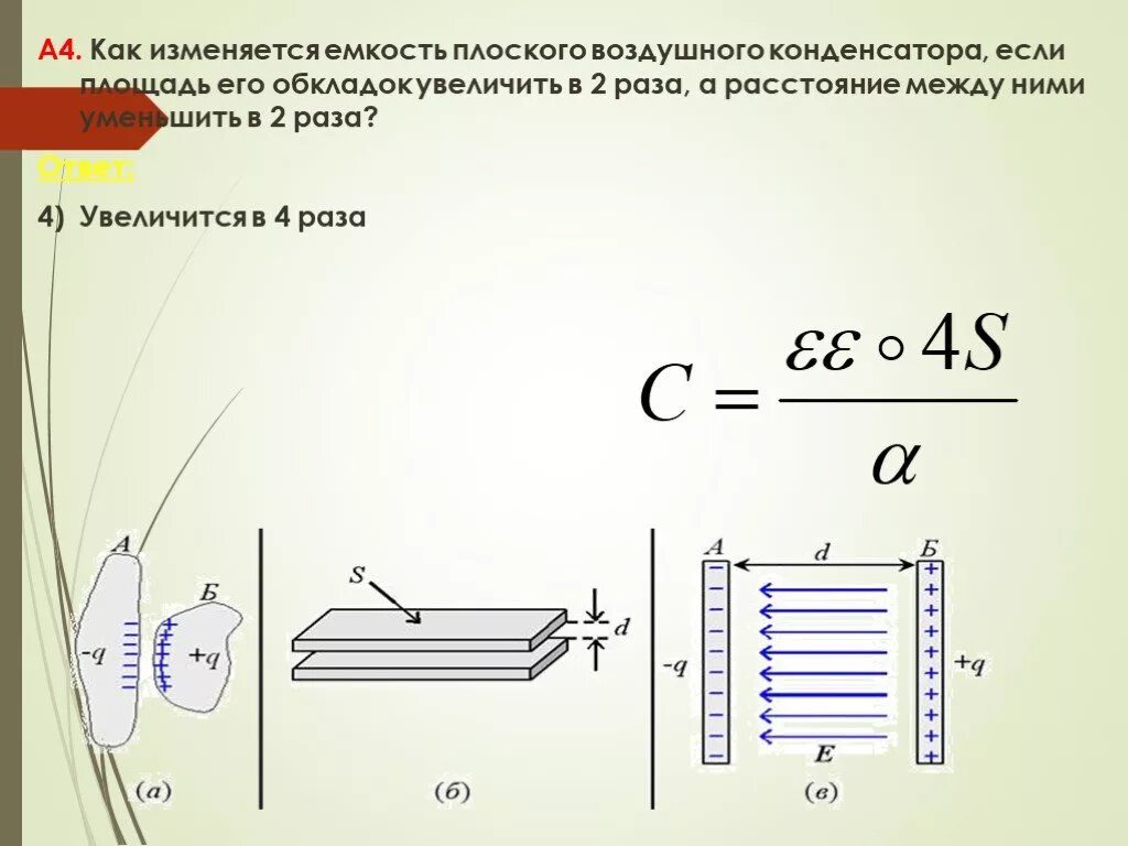 Во сколько раз увеличится емкость плоского конденсатора. Схема плоского конденсатора. Плоский воздушный конденсатор. Воздушный конденсатор схема. Как изменится емкость плоского конденсатора.