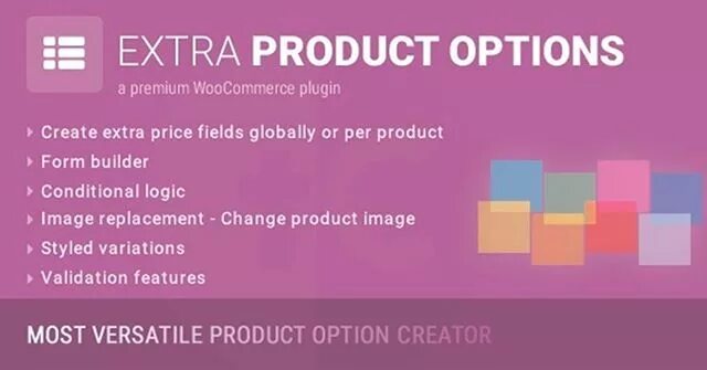 WOOCOMMERCE Extra product options. Builder product WOOCOMMERCE. Optional products. Global Extra product options for WOOCOMMERCE. Option plugin