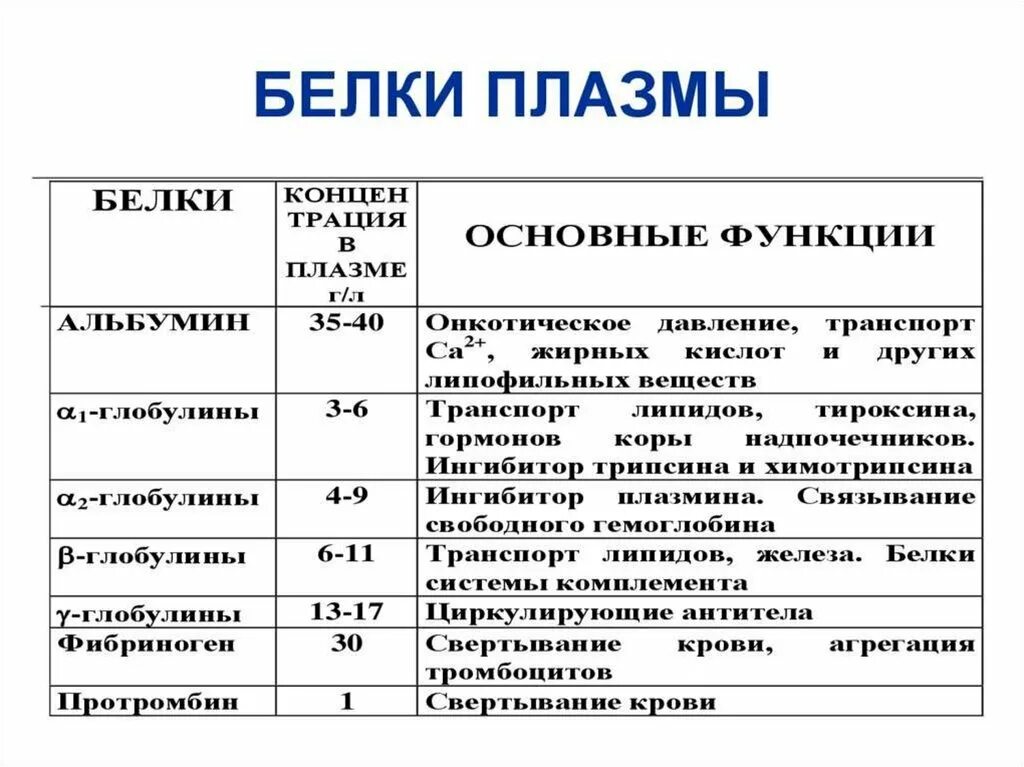 Альбумин глобулиновое соотношение. Перечислите белки плазмы крови. Важнейшие белки плазмы крови. Белки плазмы крови и их функции физиология. Содержание и функции белков плазмы крови таблица.