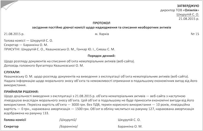 Протокол комиссии по списанию. Заключение комиссии по списанию нематериальных активов образец. Протокол комиссии о принятии к учету нематериальных активов. Приказ о принятии к учету НМА. Документы на списание нематериальных активов образец.