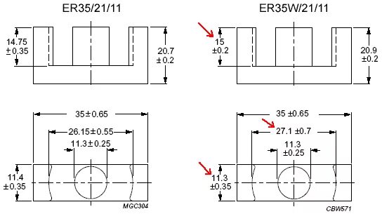 13 22 35 21 5 21. Сердечник er35/21/11 размер. Сердечники er Размеры. Er 35/20/11. Ферритовый сердечник er.