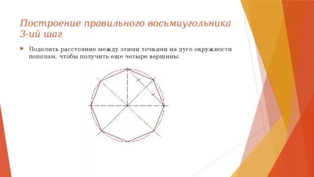 Найти диагональ правильного восьмиугольника. Построение восьмиугольника. построение правильного восьмиугольника. постройте правильный восьмиугольник. построение восьмиугольника в окружности.