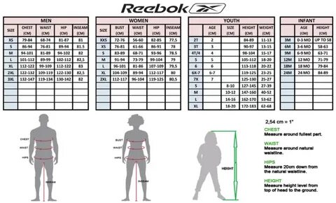 Reebok размерная сетка