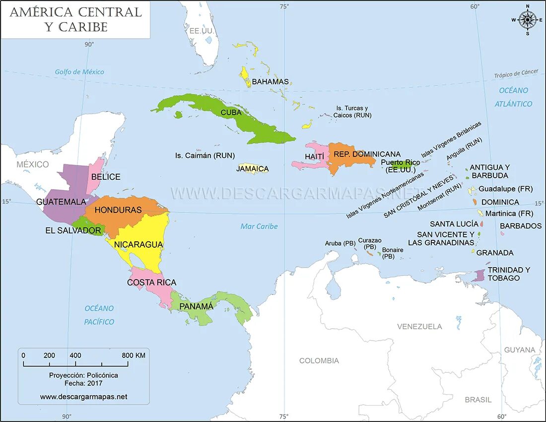Государственный язык центральной америки. Вест Индия Северная Америка. Центральная Америка и Вест Индия на карте. Политическая карта Вест Индии. Карта центральной Америки и Карибского бассейна.