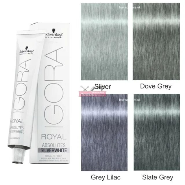 Краска игора для седых волос. Игора Silver White палитра. Schwarzkopf Igora Royal Silver White Silver - тонирующий краситель для волос серебро. Игора Роял Silver White Grey Lilac. Schwarzkopf Igora Royal SILVERWHITE Slate Grey.