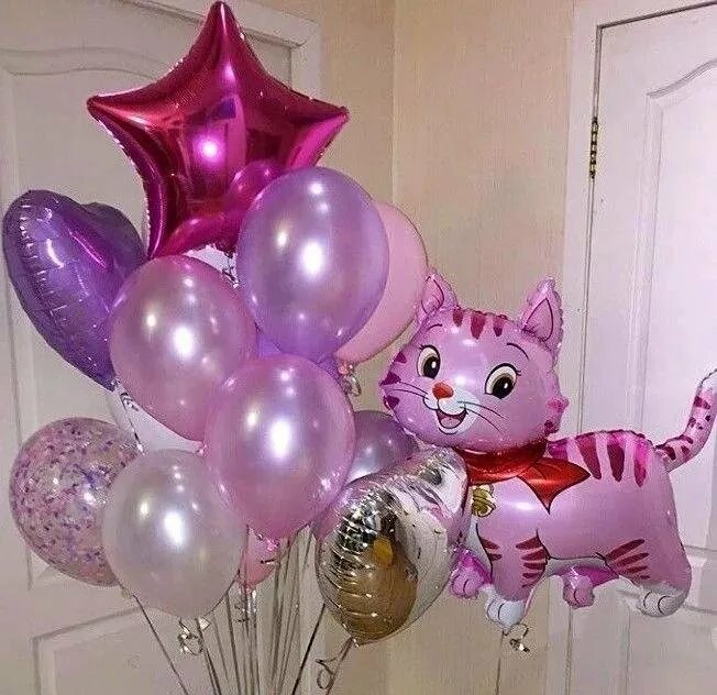 Кошка с воздушными шариками. Композиция из шаров для девочки. Шар кошечка розовая. Котенок.шары композиции. Композиции из шаров с котиком.
