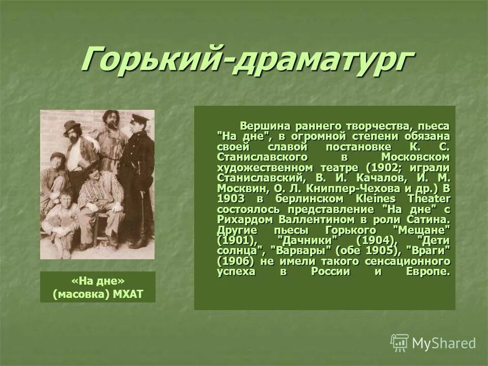 Произведение на дне кратко. Драматургия Максима Горького пьеса. Пьесы Максима Горького мещане на дне. Пьесы Горького «на дне» (1902 г.). Горький драматург пьеса на дне.