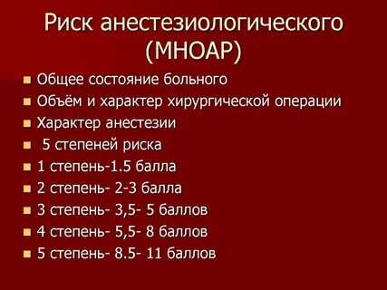 Риск анестезии