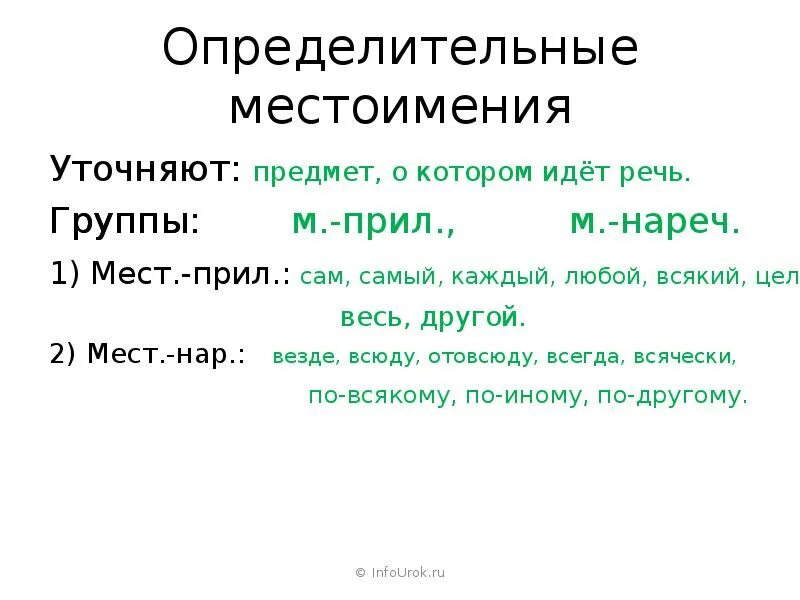 Определительные местоимения. Определительные местоимения презентация. Определительные местоимения примеры предложений. Определительные местоимения тема.