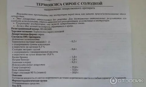 Термопсиса сироп с солодкой отзывы
