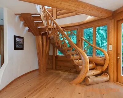 Log home stairs